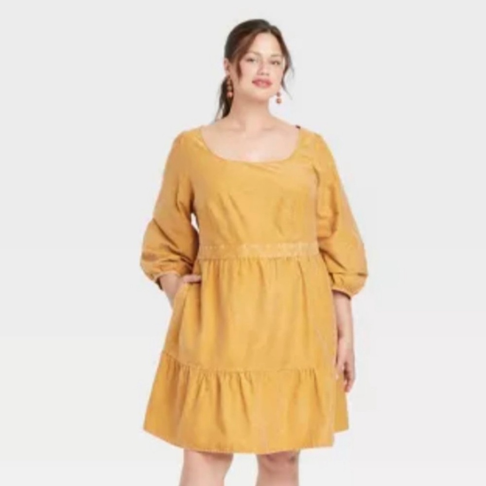Women's Plus Size Balloon 3/4 Sleeve A-Line Dress - Ava & Viv